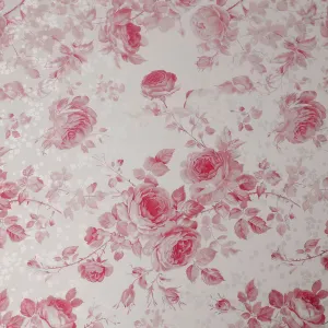 Pink Floral Print Pure Silk Satin Fabric, 140 cm Width, Made in Italy -D21163