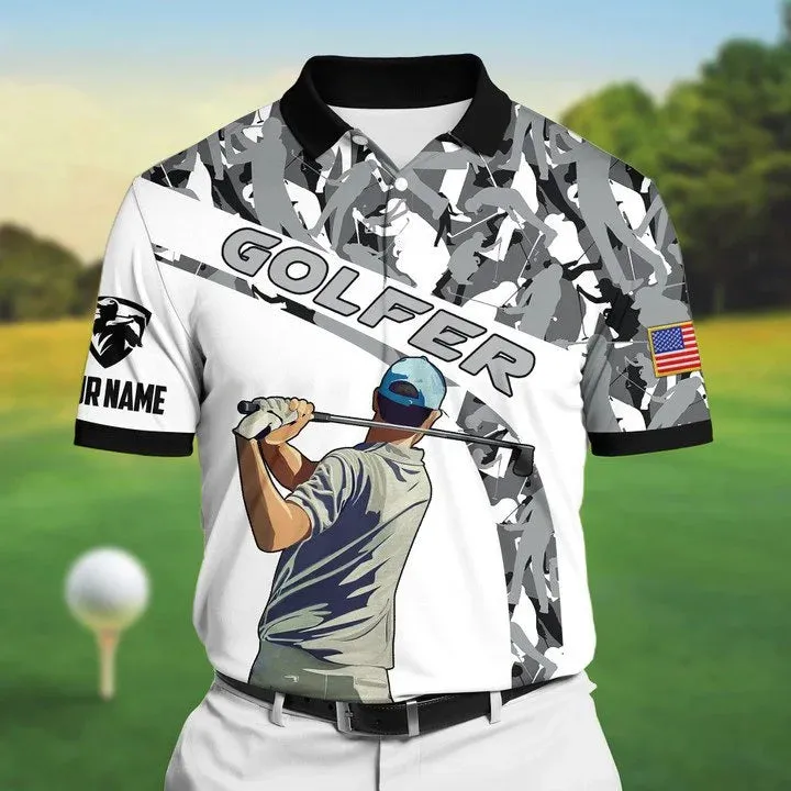 Premium Cool Golfer Polo Shirts Multicolored, Personalized Name Golf Shirt For Men USA Coolspod