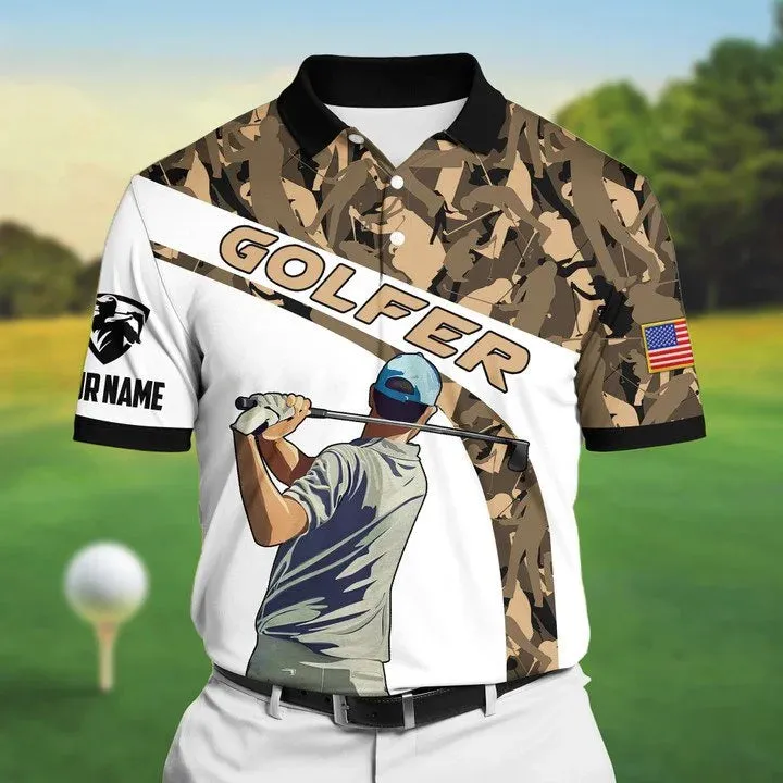 Premium Cool Golfer Polo Shirts Multicolored, Personalized Name Golf Shirt For Men USA Coolspod