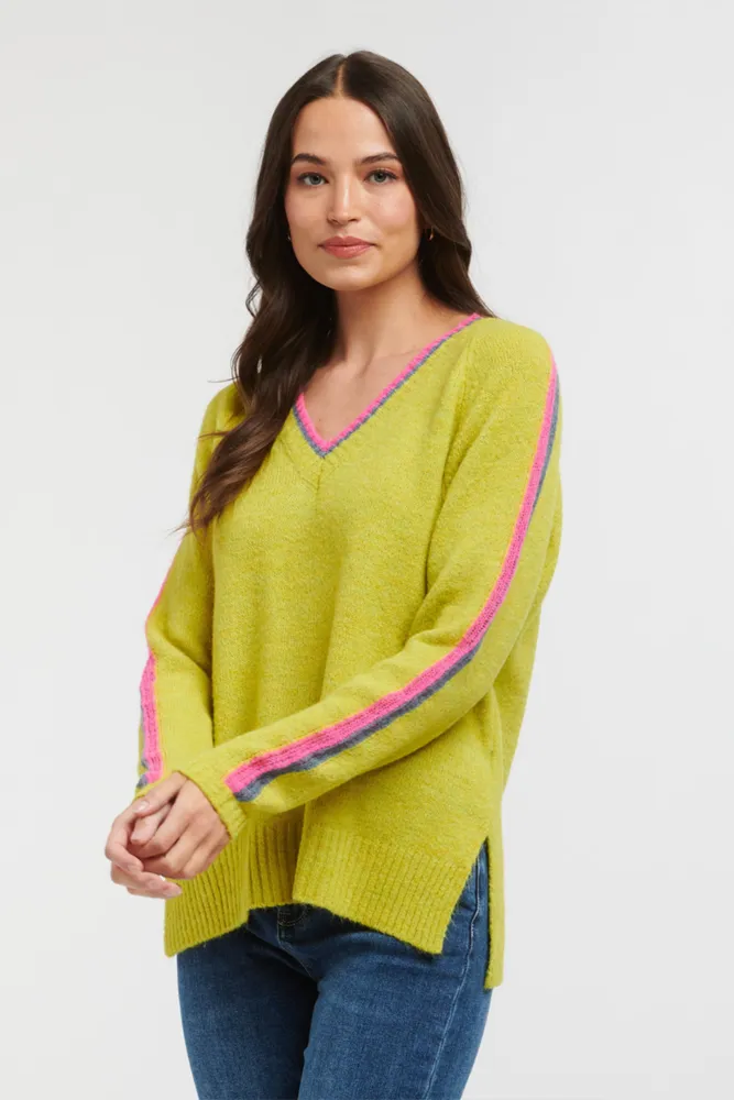 Racer V Neck Knit By Italian Star