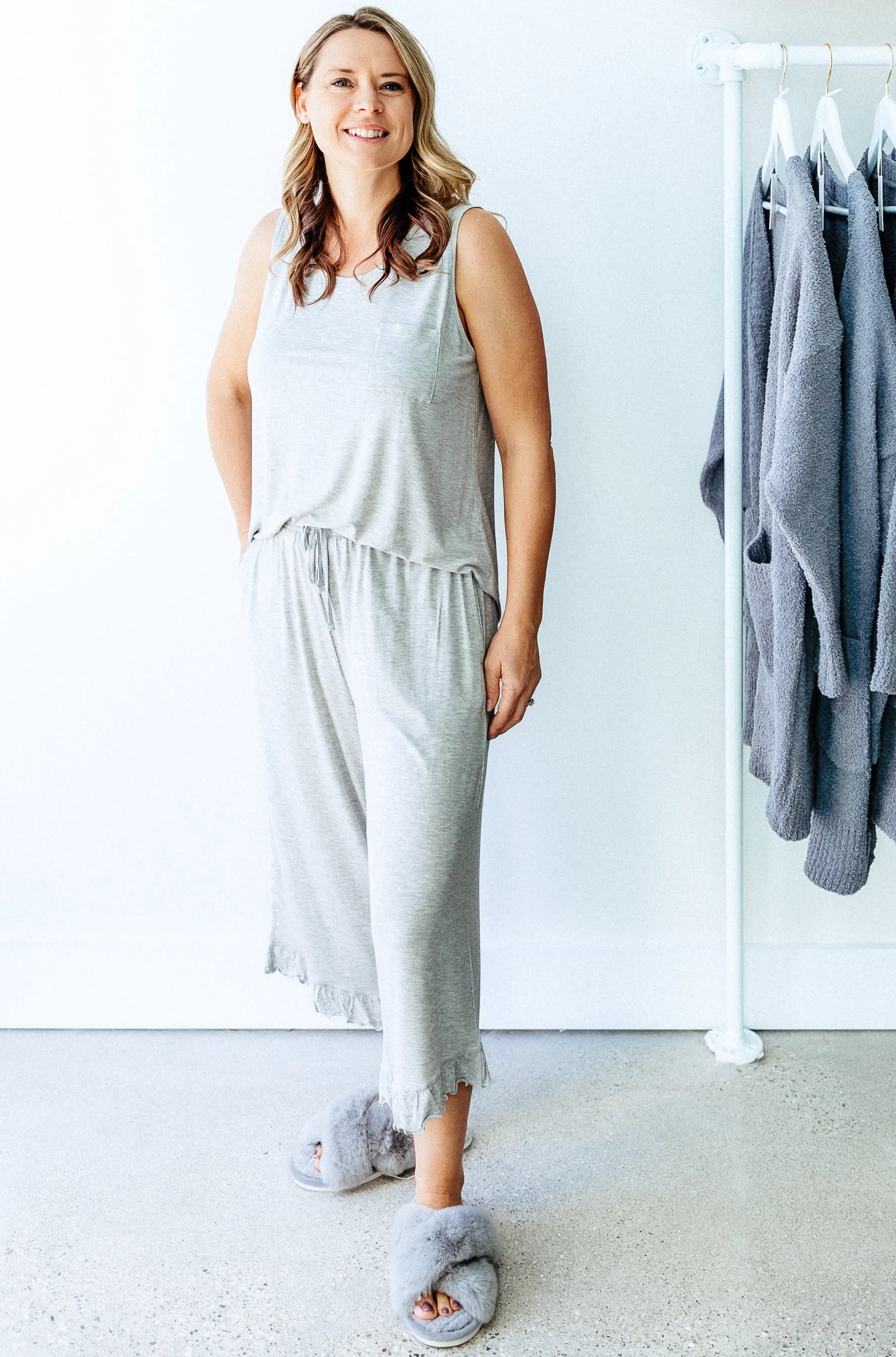 Riley Ruffle Hem & Tank Bamboo Pajamas