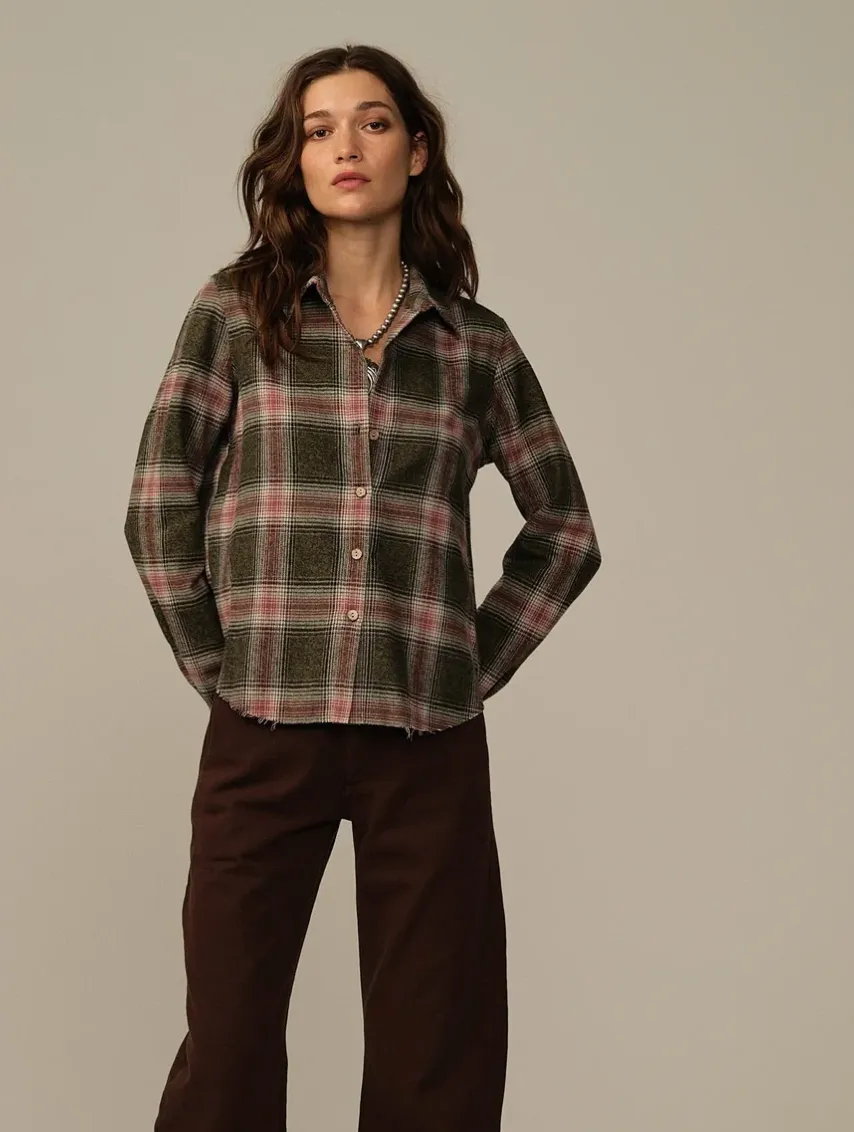 Road To Nowhere Mila Shirt Wine Plaid