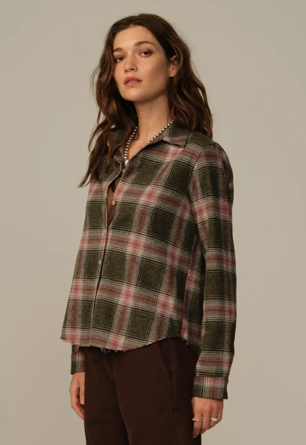 Road To Nowhere Mila Shirt Wine Plaid