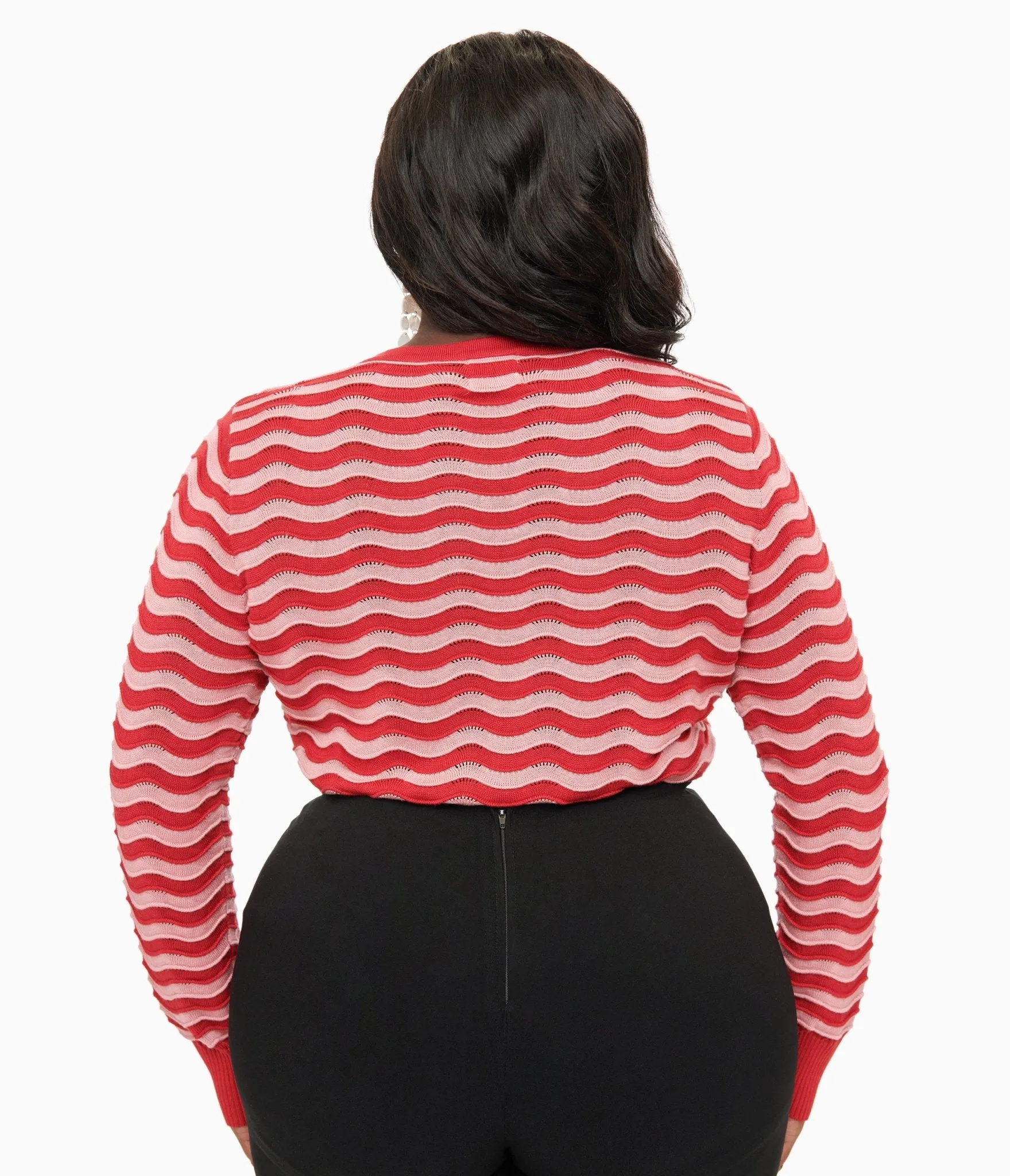 Royal Monk Plus Size 1970s Red & Pink Sweet Stripes Top