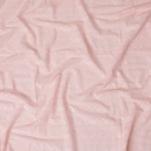 Soft Peachy pink Floral Embroidered Cotton Lawn Fabric, 110 cm Width-D19680