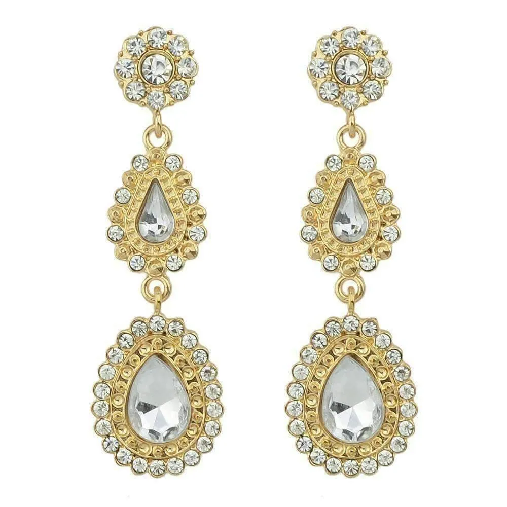 Sophia White Crystal Drop Earrings