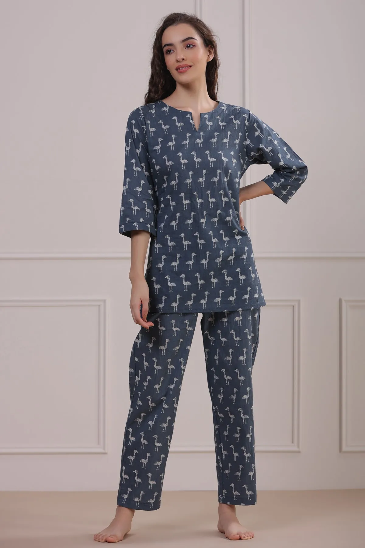 Swan On Grey Loungewear Top Set