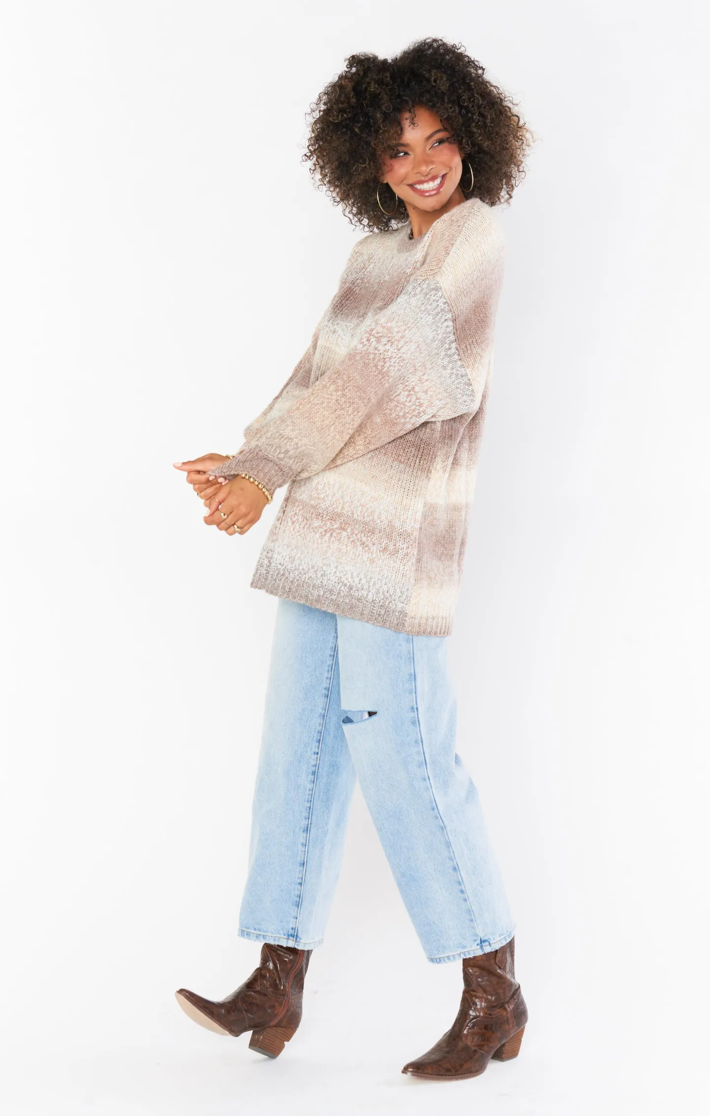 Timothy Tunic Sweater ~ Neutral Space Dye Knit