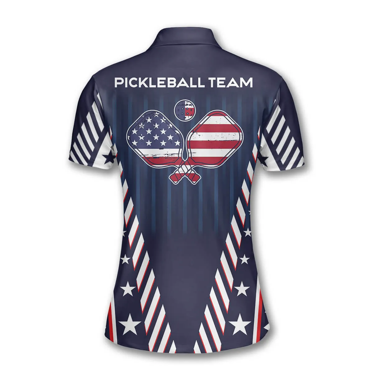 US Flag Pickleball Polo Shirts For Women, Custom Name Team Flag Pickleball Shirt