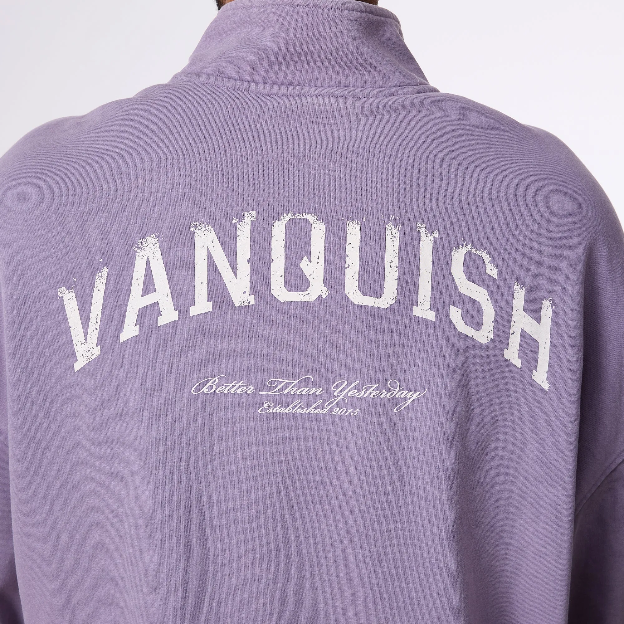 Vanquish Better Than Yesterday Washed Purple Quarter Zip Sweater