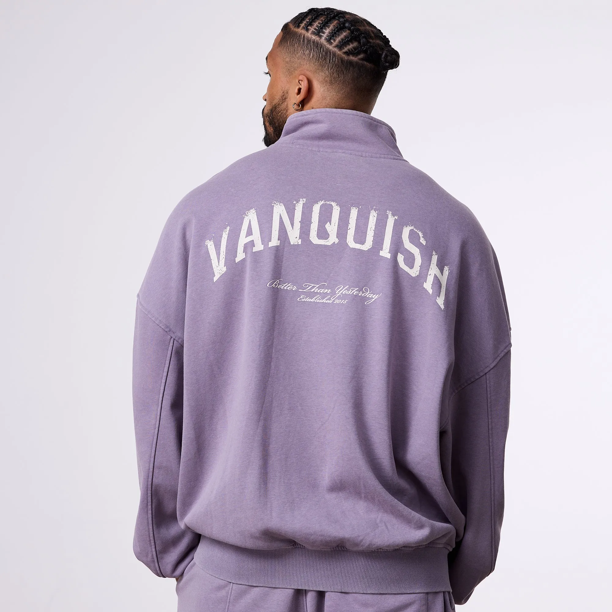 Vanquish Better Than Yesterday Washed Purple Quarter Zip Sweater