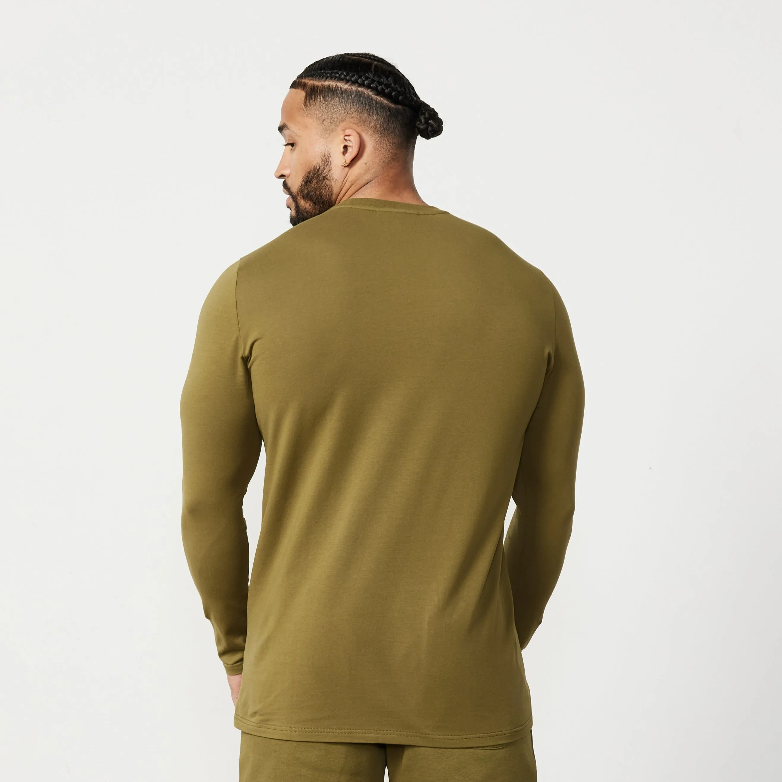 Vanquish Essential Olive Green Slim Fit Long Sleeve T Shirt