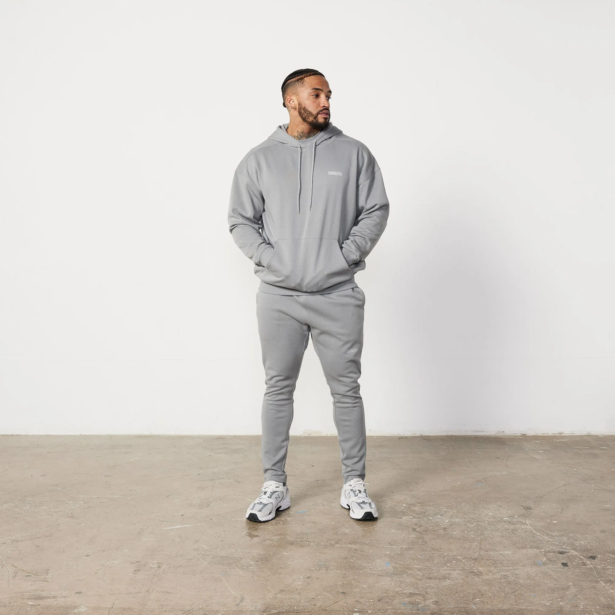 Vanquish Essential Steel Grey Oversized Pullover Hoodie