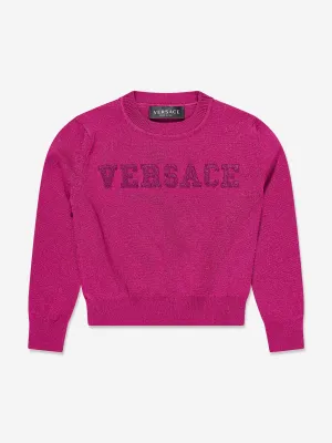 Versace Girls Logo Knitted Sweater in Pink