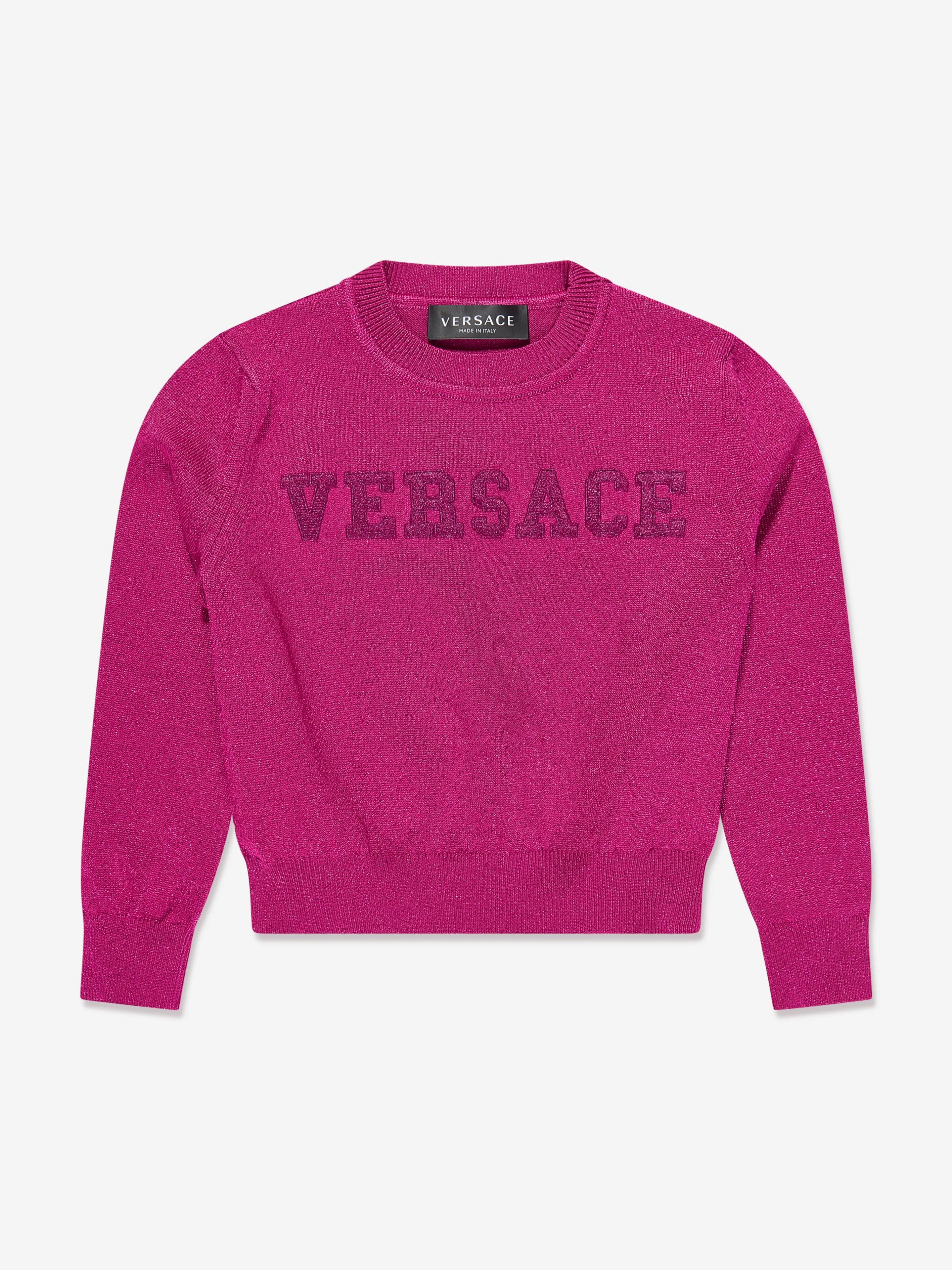 Versace Girls Logo Knitted Sweater in Pink