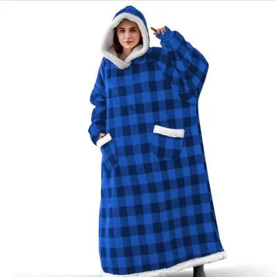 Wenkouban Winter Oversized Hoodies Sweatshirt Women Men Pullover Giant TV Blanket Hoodie Super Long Flannel Blanket with Sleeves Sudaderas