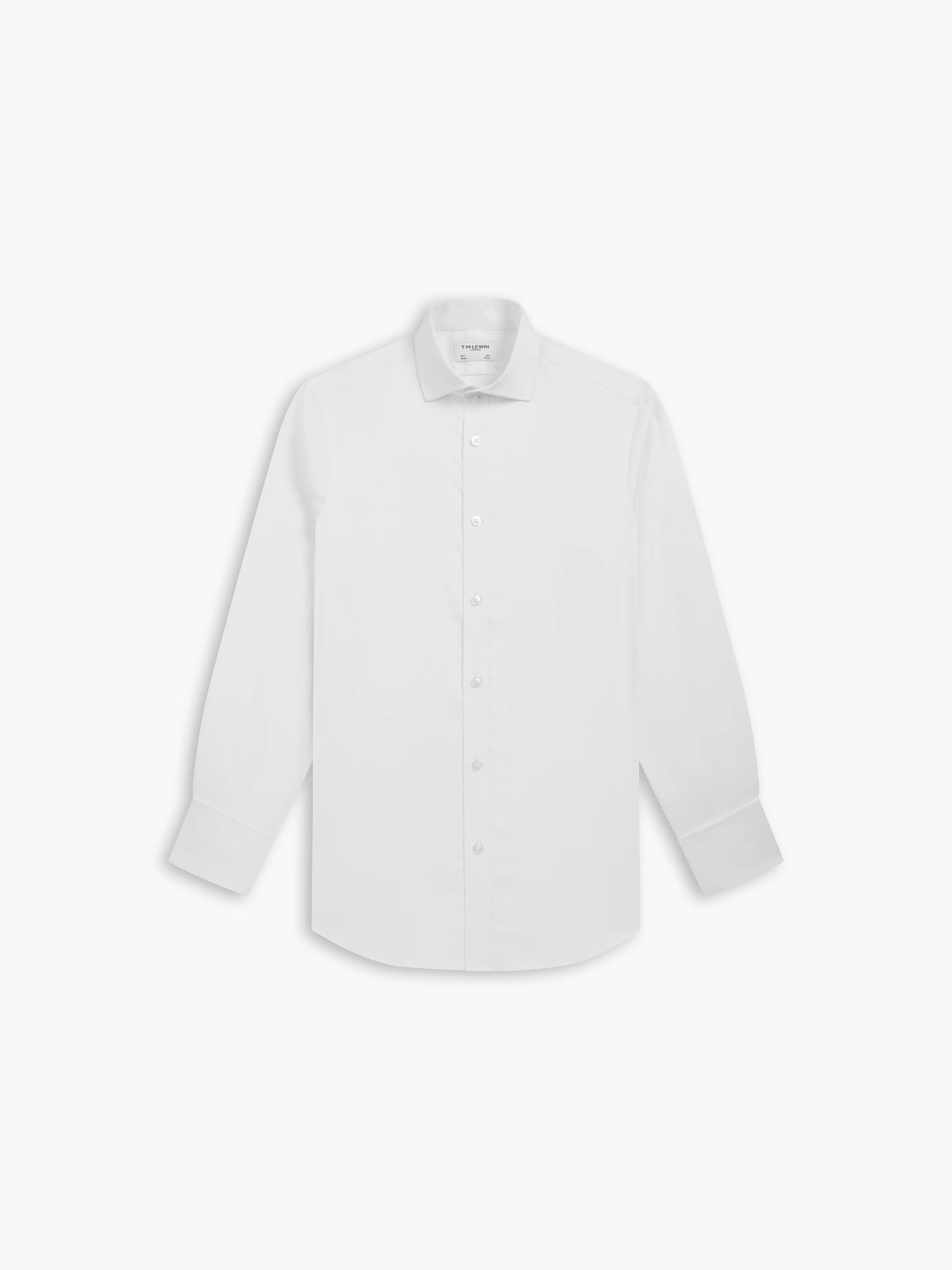 White Fine Twill Regular Fit Double Cuff Classic Collar Shirt