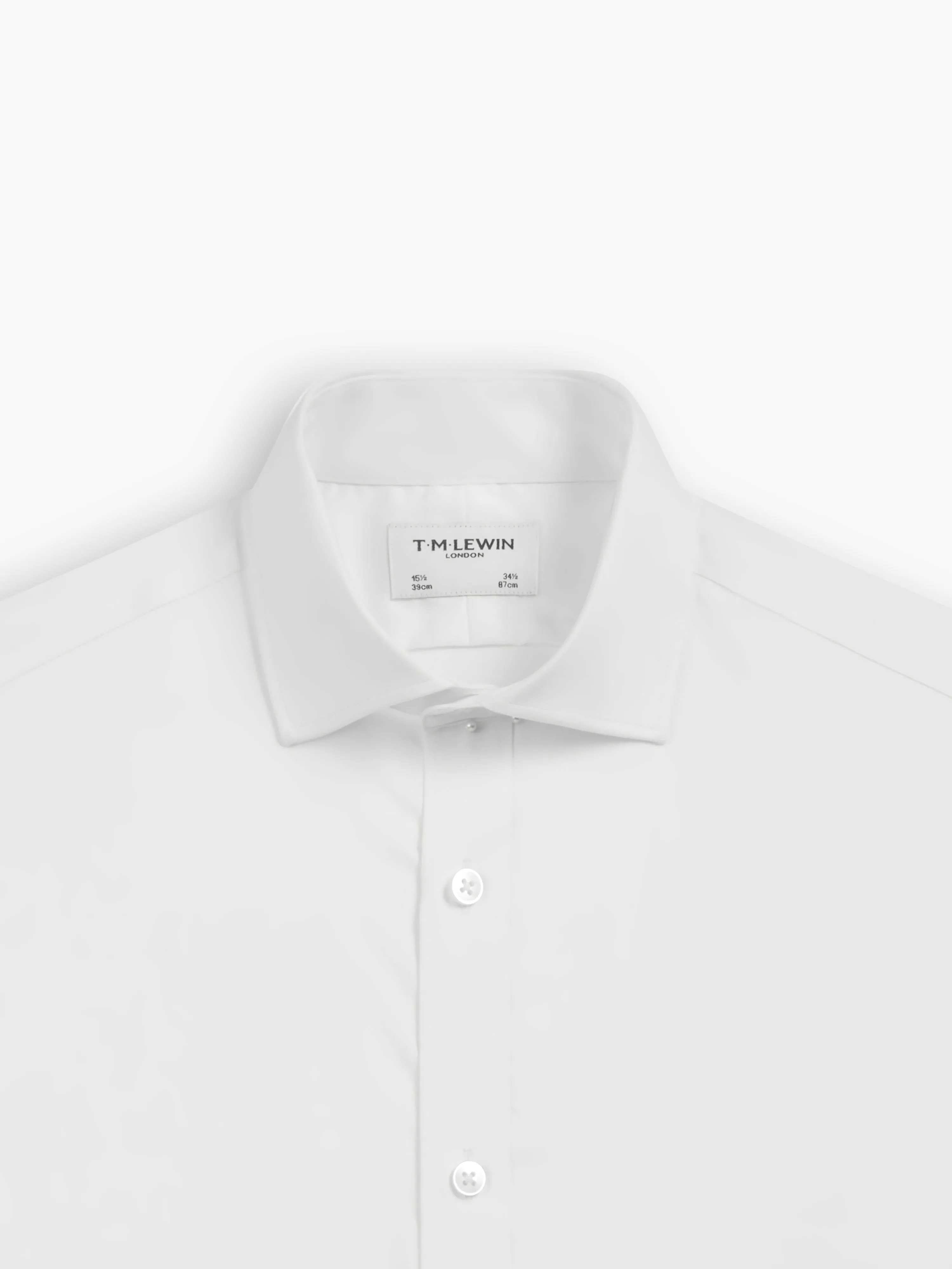 White Fine Twill Regular Fit Double Cuff Classic Collar Shirt